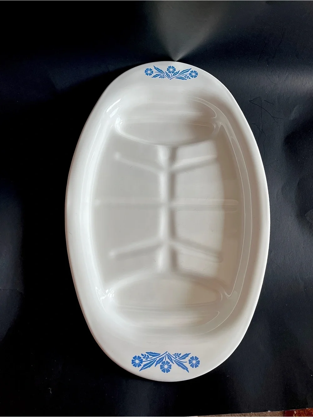 Vintage 60s Corning Ware Blue Cornflower P-19 Bakeware Roasting Platter 16x10x2